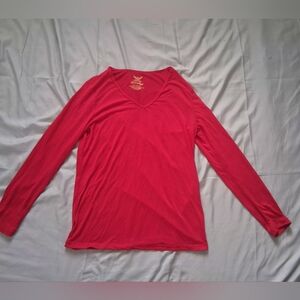 Faded Glory Women's Bright Red Long Sleeve V-Neck Top